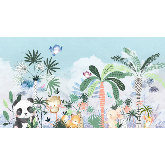 Carta da parati panoramica per bambini - Animali della Giungla