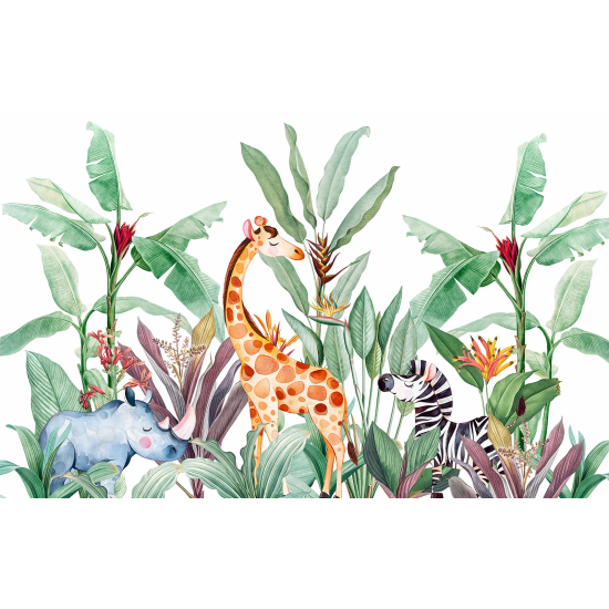 Carta da parati panoramica per bambini - Animali della Giungla