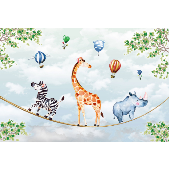Carta da parati panoramica per bambini - Animali della Giungla