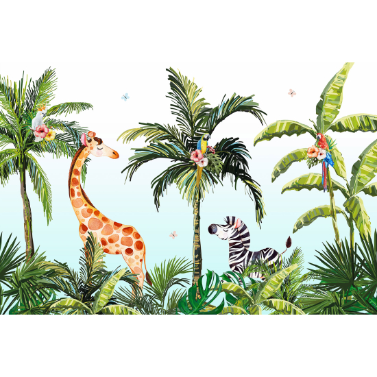 Carta da parati panoramica per bambini - Animali della Giungla