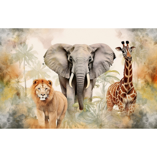 Carta da parati panoramica per bambini - Animali della Giungla