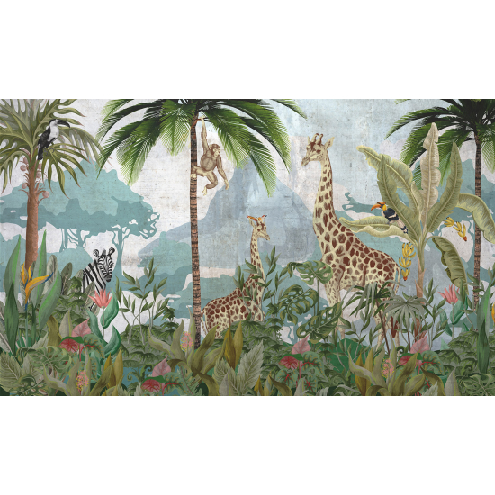 Carta da parati panoramica per bambini - Animali della Giungla