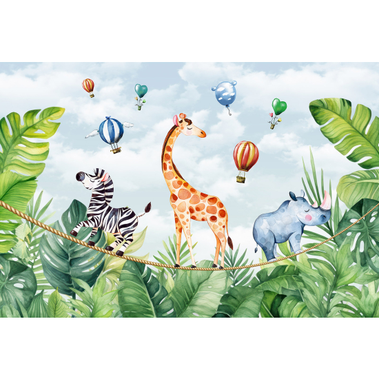 Carta da parati panoramica per bambini - Animali della Giungla