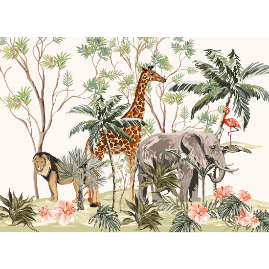 Carta da parati panoramica per bambini - Animali della Giungla
