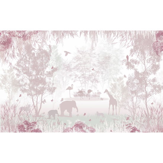 Carta da parati panoramica per bambini - Animali della Giungla