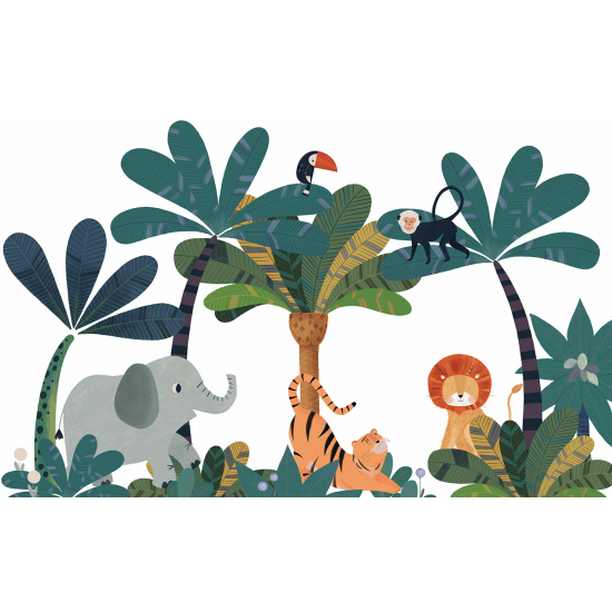 Carta da parati panoramica per bambini - Animali della Giungla