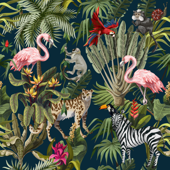 Carta da parati panoramica per bambini - Animali della Giungla