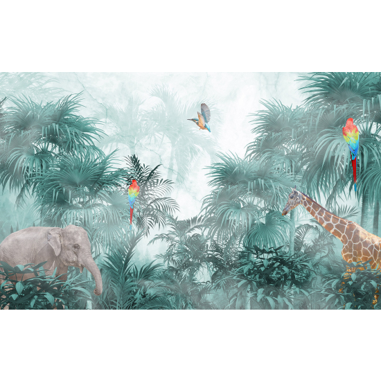 Carta da parati panoramica per bambini - Animali della Giungla