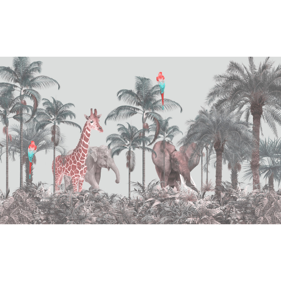 Carta da parati panoramica per bambini - Animali della Giungla