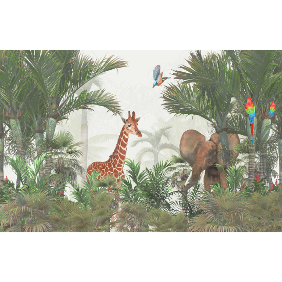 Carta da parati panoramica per bambini - Animali della Giungla