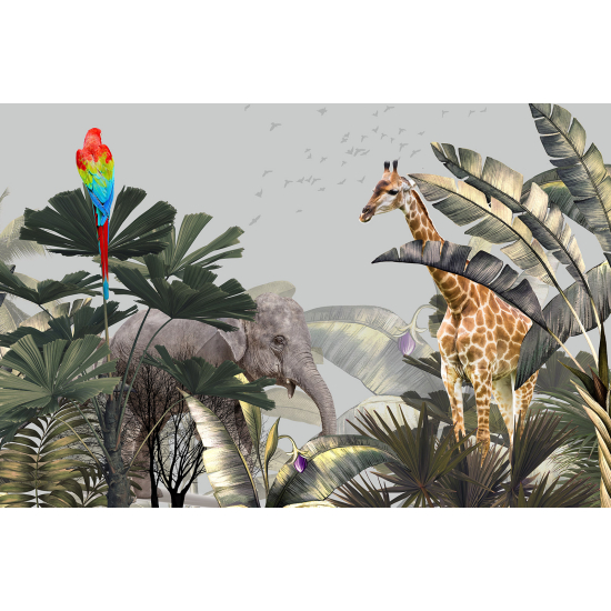 Carta da parati panoramica per bambini - Animali della Giungla