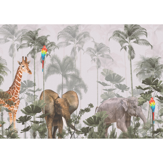 Carta da parati panoramica per bambini - Animali della Giungla