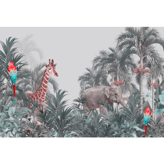 Carta da parati panoramica per bambini - Animali della Giungla