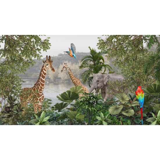 Carta da parati panoramica per bambini - Animali della Giungla