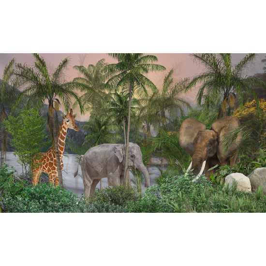 Carta da parati panoramica per bambini - Animali della Giungla