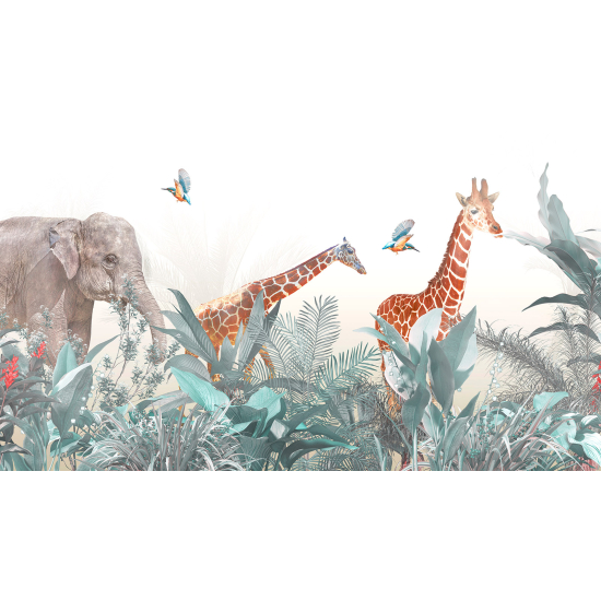 Carta da parati panoramica per bambini - Animali della Giungla