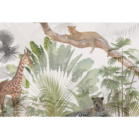 Carta da parati panoramica per bambini - Animali della Giungla