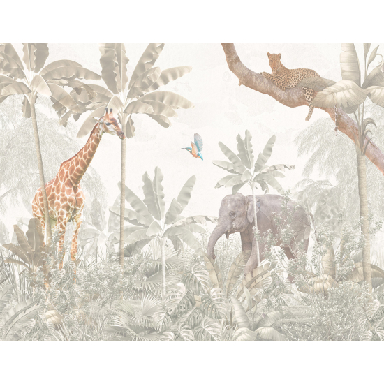 Carta da parati panoramica per bambini - Animali della Giungla