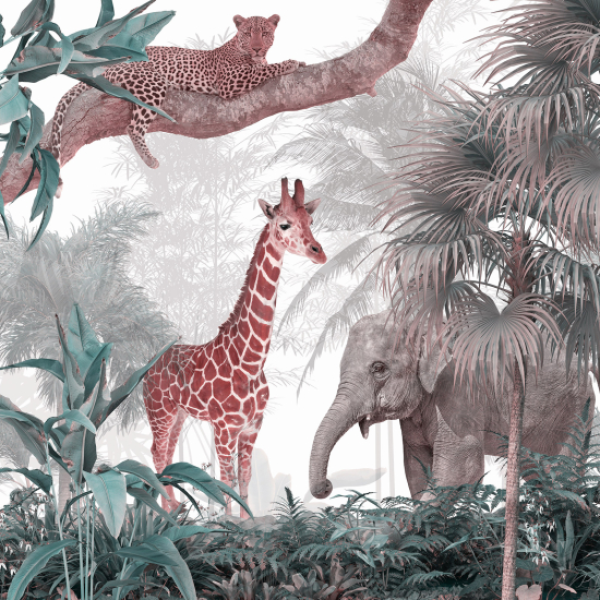 Carta da parati panoramica per bambini - Animali della Giungla