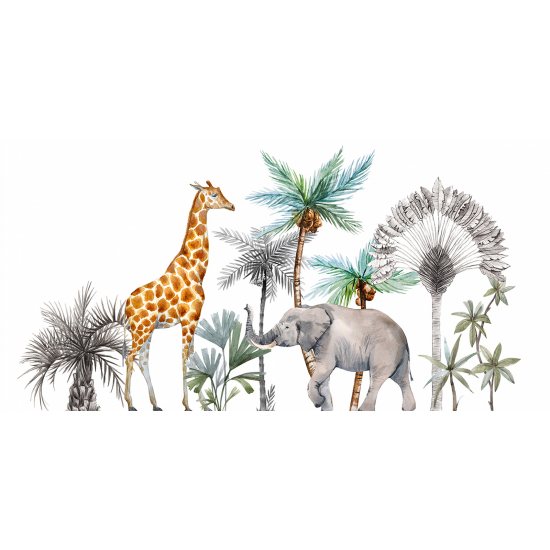Carta da parati panoramica per bambini - Animali della giungla