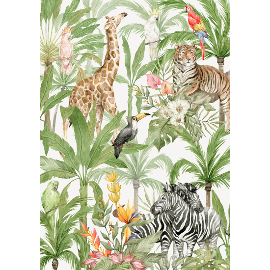 Carta da parati panoramica per bambini - Animali della giungla
