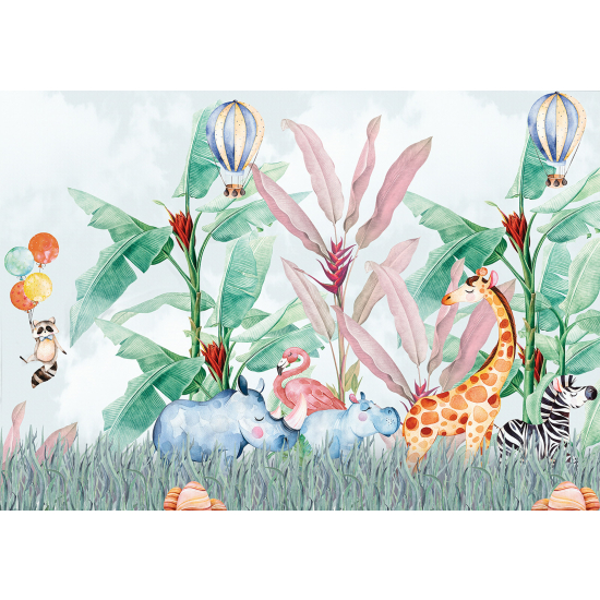 Carta da parati panoramica per bambini - Animali della giungla