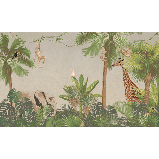 Carta da parati panoramica per bambini - Animali della giungla