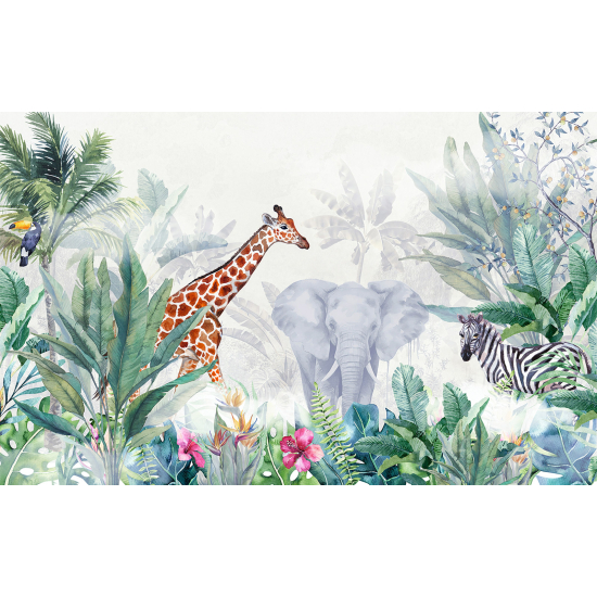 Carta da parati panoramica per bambini - Animali della giungla