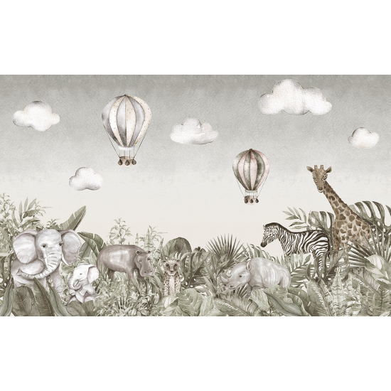 Carta da parati panoramica per bambini - Animali della giungla