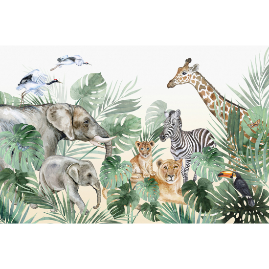 Carta da parati panoramica per bambini - Animali della giungla