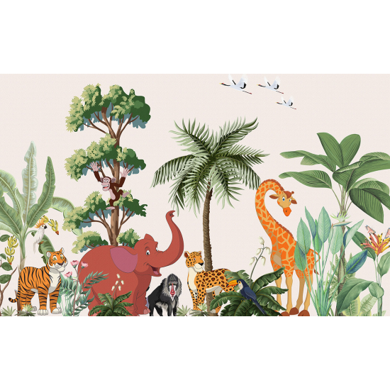 Carta da parati panoramica per bambini - Animali della giungla