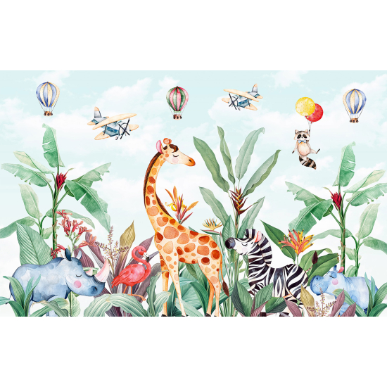 Carta da parati panoramica per bambini - Animali della giungla
