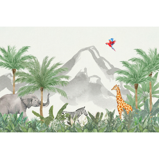 Carta da parati panoramica per bambini - Animali della giungla