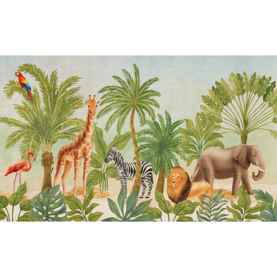 Carta da parati panoramica per bambini - Animali della giungla