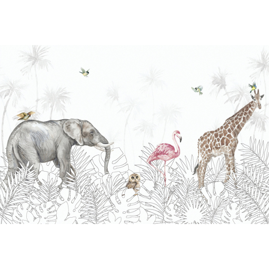 Carta da parati panoramica per bambini - Animali della giungla