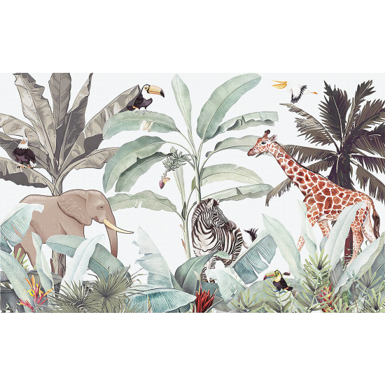 Carta da parati panoramica per bambini - Animali della giungla