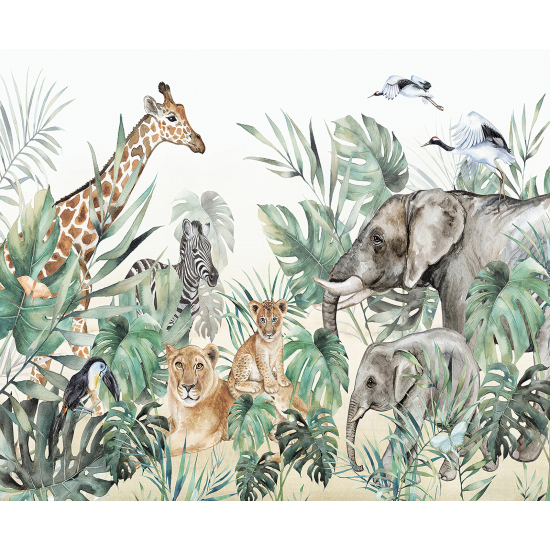 Carta da parati panoramica per bambini - Animali della giungla