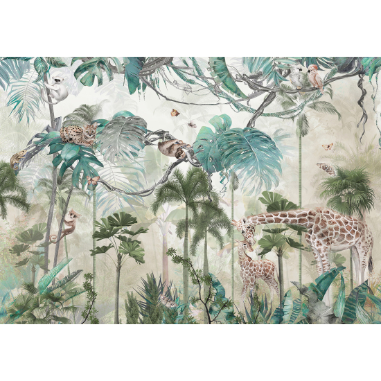 Carta da parati panoramica per bambini - Animali della giungla