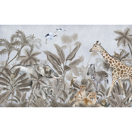 Carta da parati panoramica per bambini - Animali della giungla
