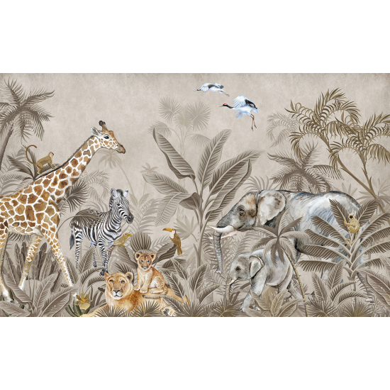 Carta da parati panoramica per bambini - Animali della giungla