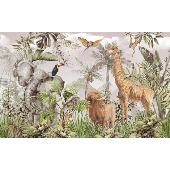 Carta da parati panoramica per bambini - Animali della giungla