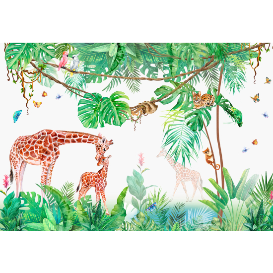 Carta da parati panoramica per bambini - Animali della giungla