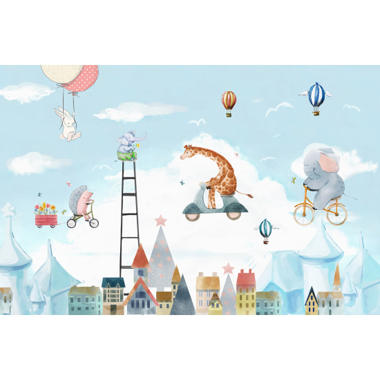 Carta da parati panoramica per bambini - Animali nel Cielo