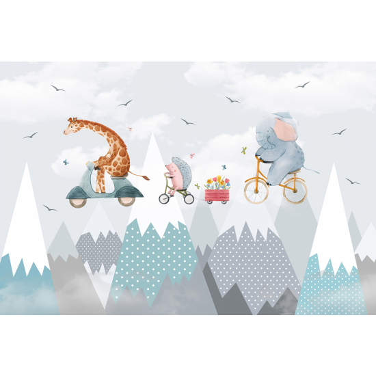 Carta da parati panoramica per bambini - Animali nel Cielo