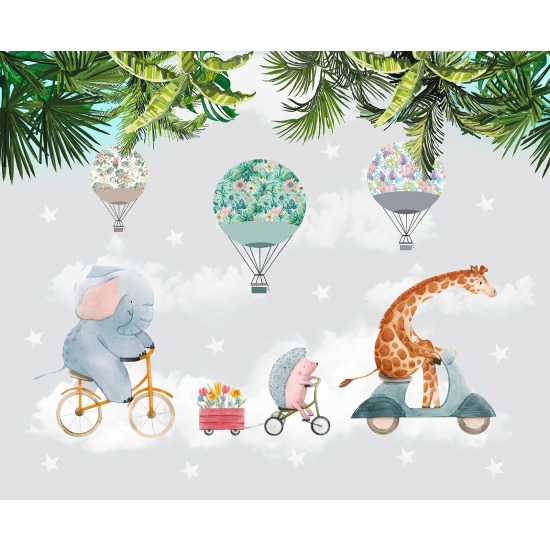 Carta da parati panoramica per bambini - Animali nel Cielo