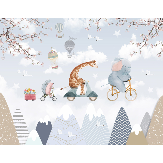 Carta da parati panoramica per bambini - Animali nel Cielo