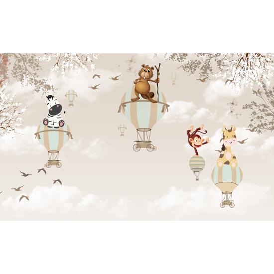 Carta da parati panoramica per bambini - Animali nel Cielo