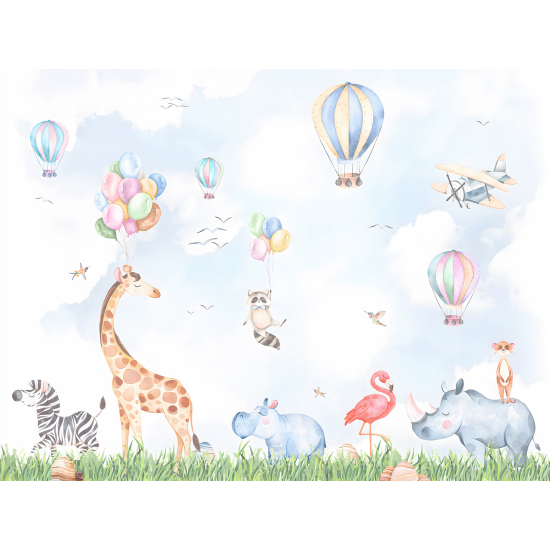 Carta da parati panoramica per bambini - Animali Palloncini