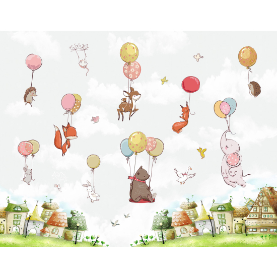 Carta da parati panoramica per bambini - Animali Palloncini