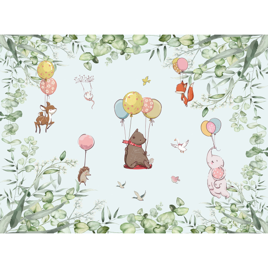 Carta da parati panoramica per bambini - Animali Palloncini